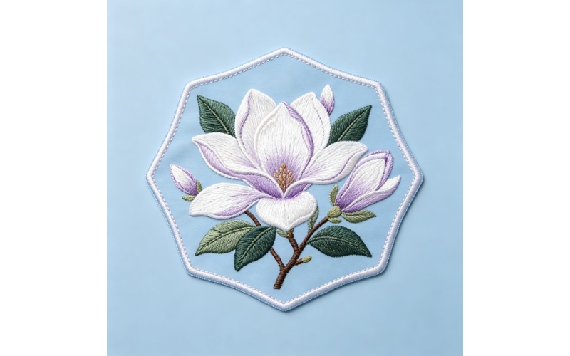 七边形领花_玉兰花