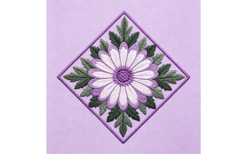 平行四边形花朵贴片_翠菊