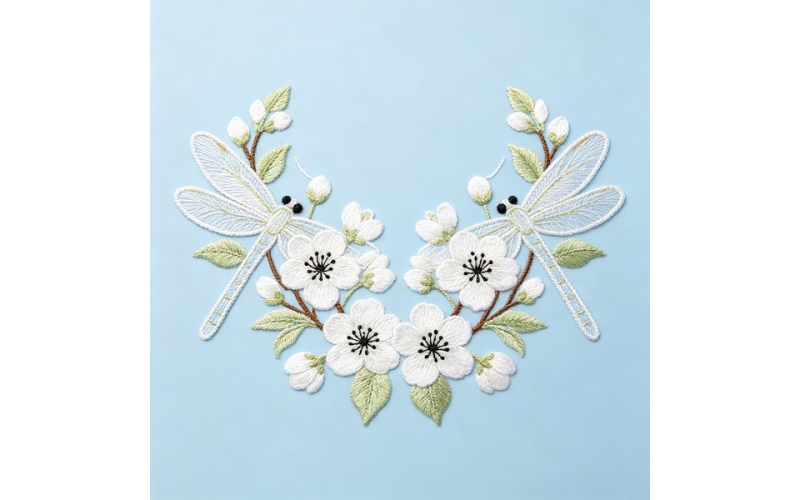 蜻蜓形对领花_梨花