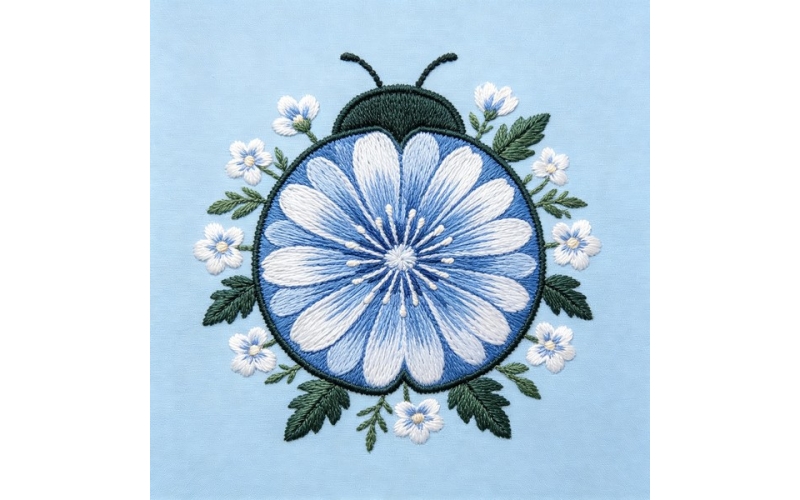瓢虫形花朵贴片_矢车菊