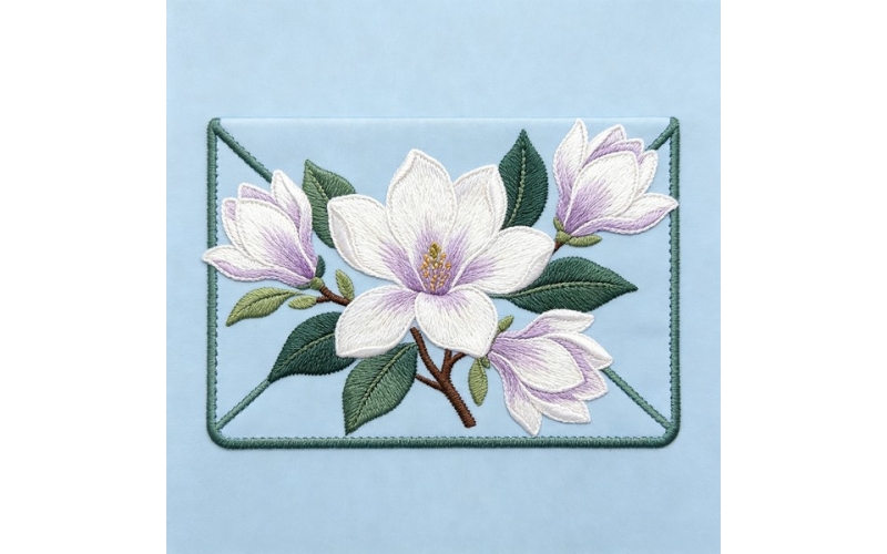信封形领花_玉兰花