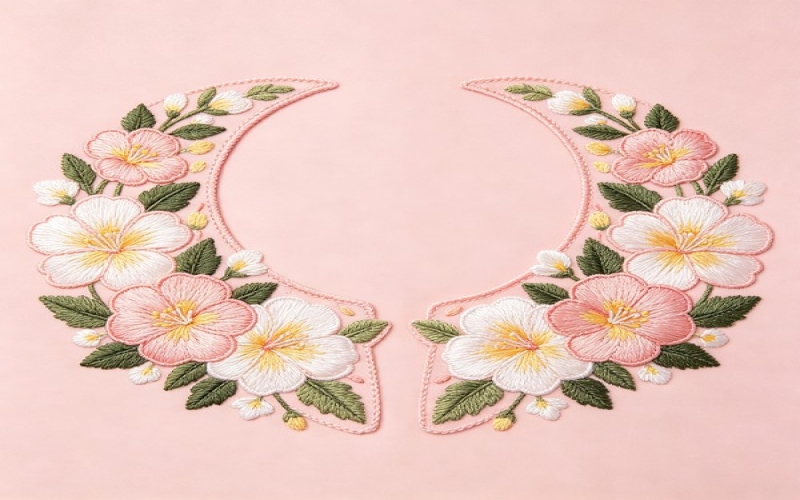 月牙形对领花