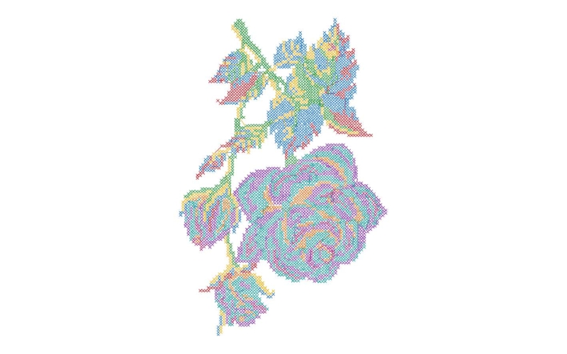 美丽花卉十字绣玫瑰