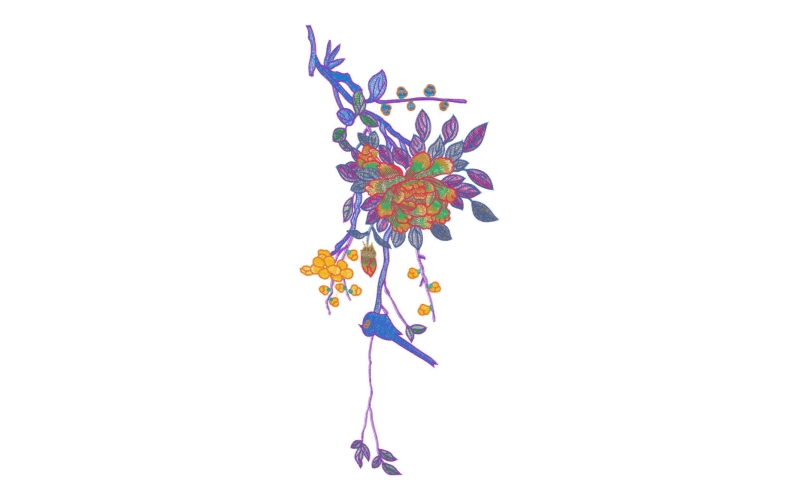 鸟美丽花卉