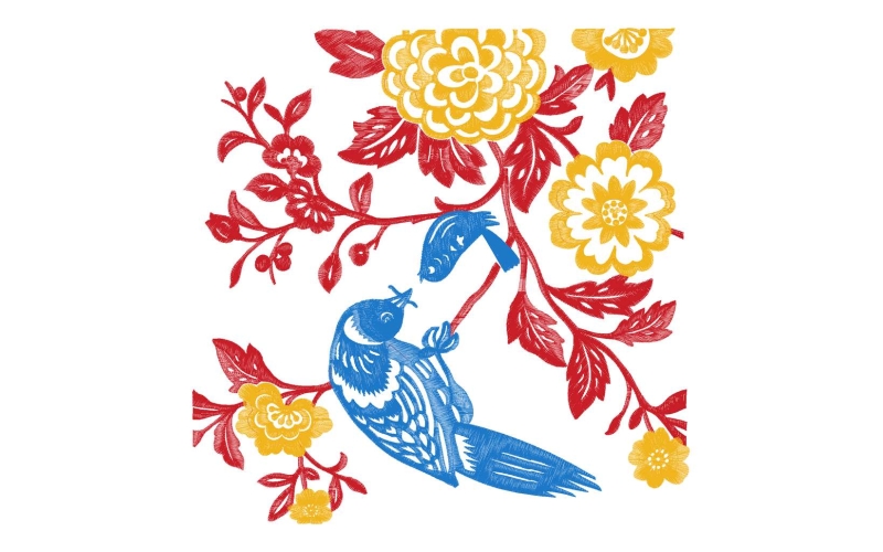 鸟美丽花卉