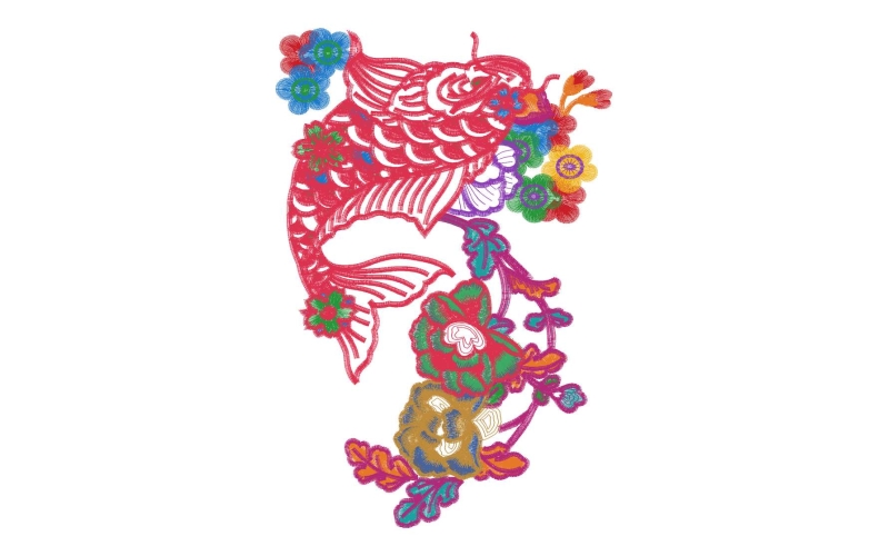 美丽花卉鲤鱼