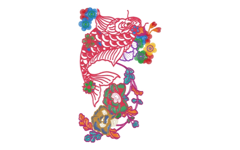 美丽花卉鲤鱼